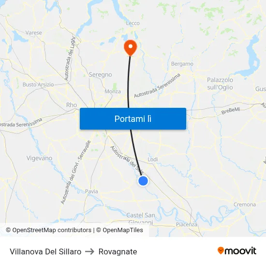 Villanova Del Sillaro to Rovagnate map