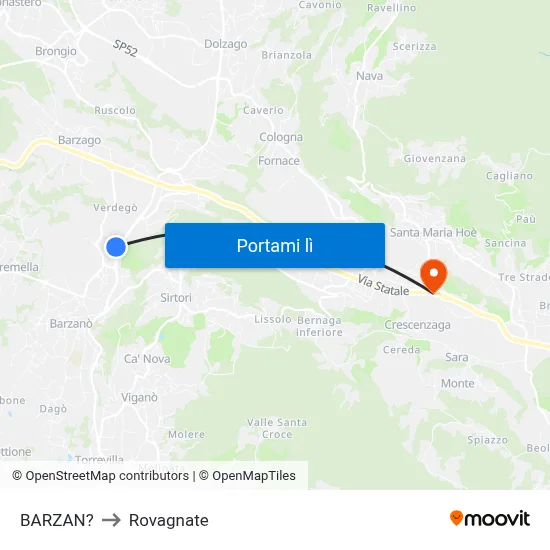 BARZAN? to Rovagnate map