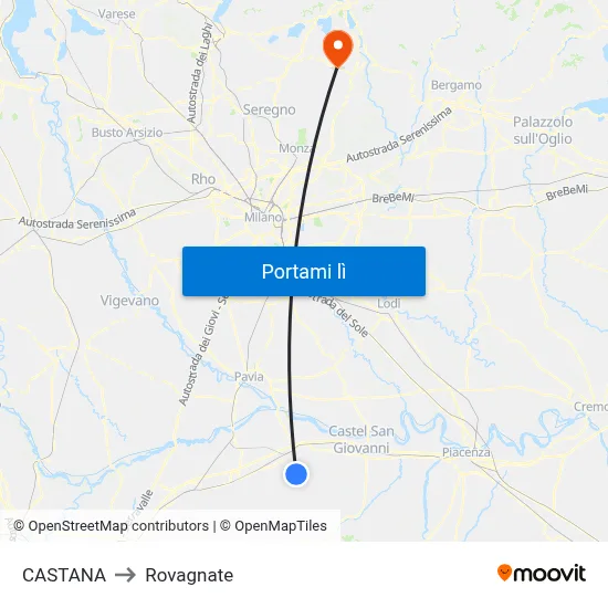 CASTANA to Rovagnate map