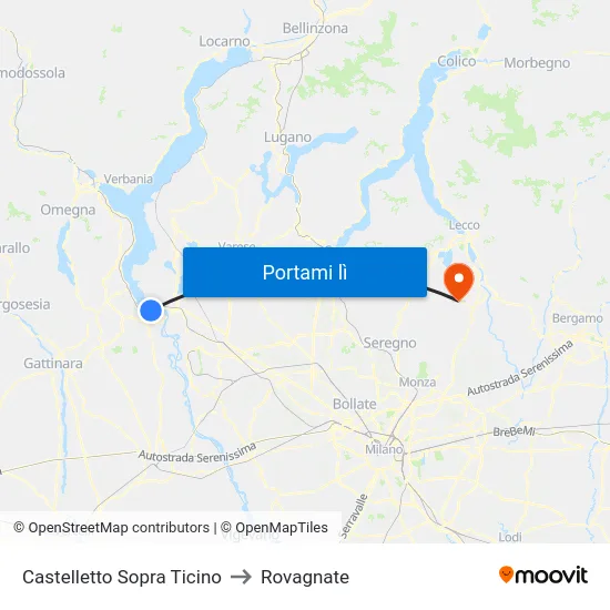 Castelletto Sopra Ticino to Rovagnate map