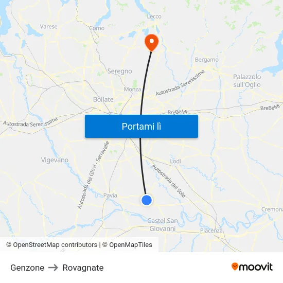 Genzone to Rovagnate map