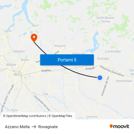 Azzano Mella to Rovagnate map