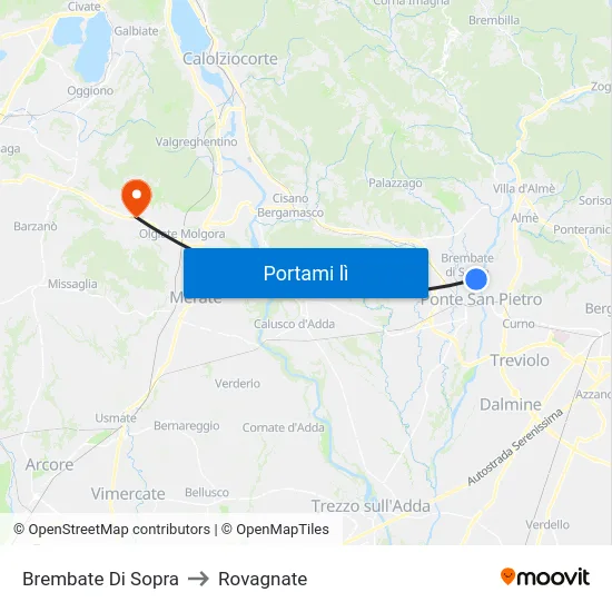 Brembate Di Sopra to Rovagnate map