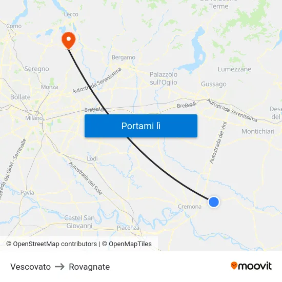 Vescovato to Rovagnate map