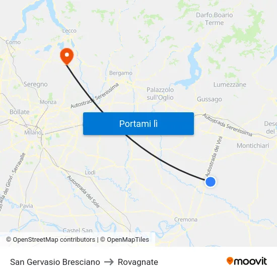 San Gervasio Bresciano to Rovagnate map