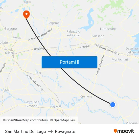 San Martino Del Lago to Rovagnate map