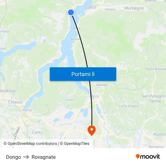 Dongo to Rovagnate map