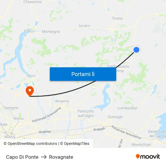 Capo Di Ponte to Rovagnate map