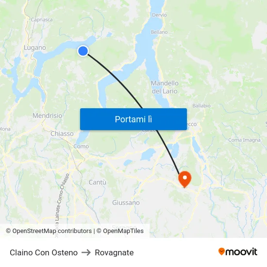 Claino Con Osteno to Rovagnate map