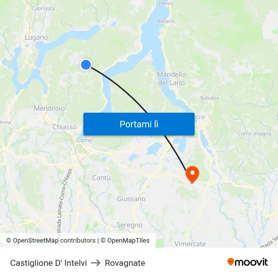 Castiglione D' Intelvi to Rovagnate map