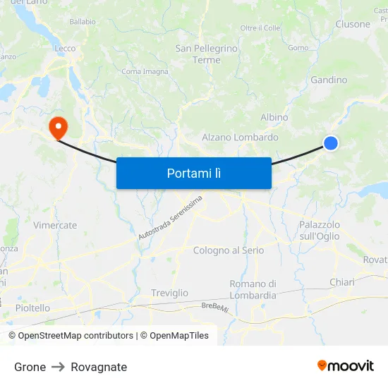 Grone to Rovagnate map