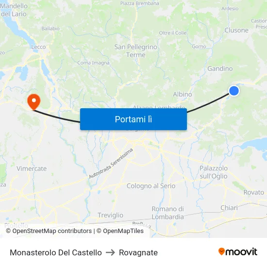 Monasterolo Del Castello to Rovagnate map
