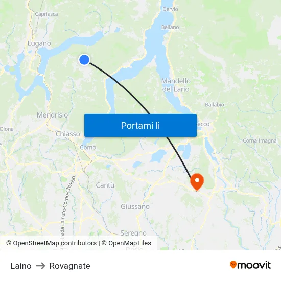 Laino to Rovagnate map