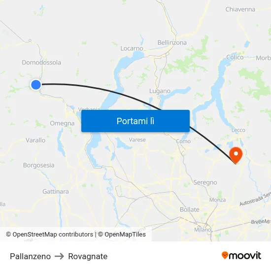 Pallanzeno to Rovagnate map