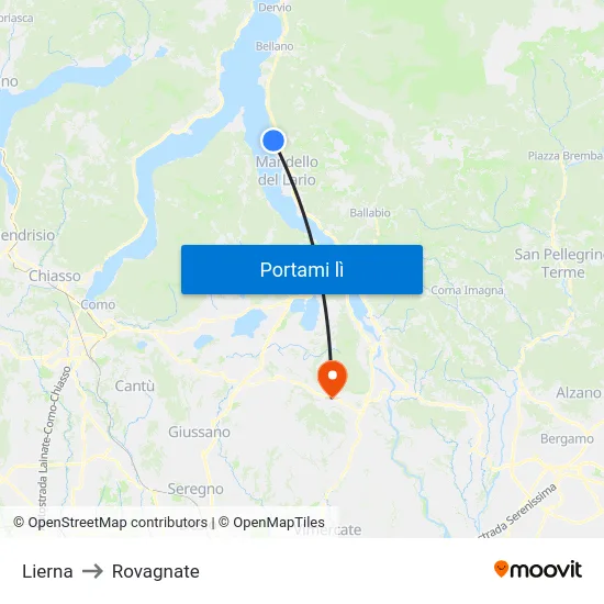 Lierna to Rovagnate map