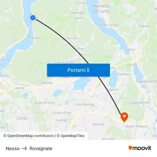 Nesso to Rovagnate map