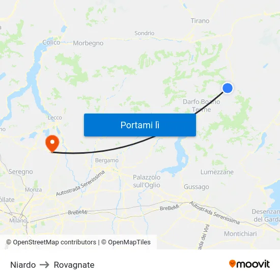 Niardo to Rovagnate map