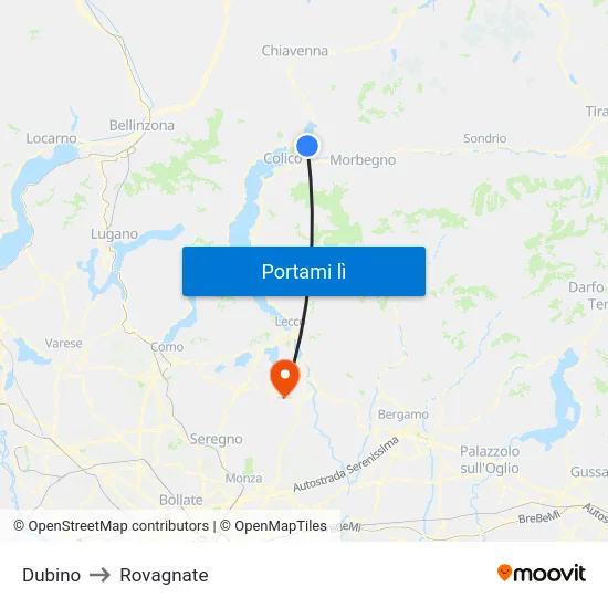 Dubino to Rovagnate map
