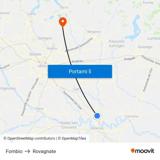 Fombio to Rovagnate map