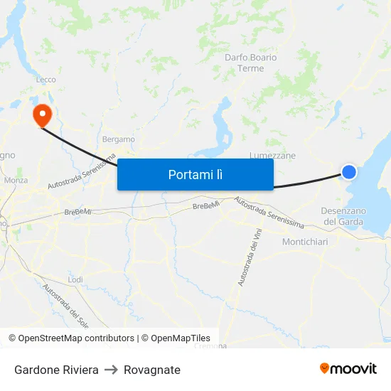 Gardone Riviera to Rovagnate map