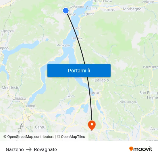 Garzeno to Rovagnate map