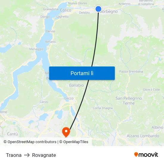 Traona to Rovagnate map