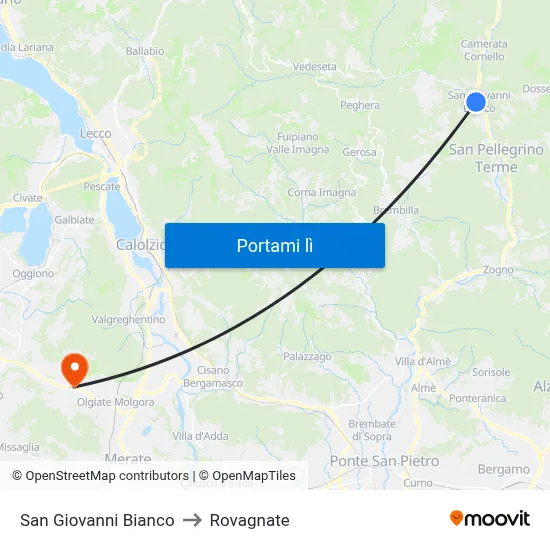 San Giovanni Bianco to Rovagnate map