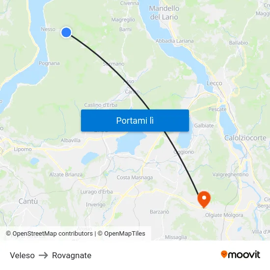 Veleso to Rovagnate map
