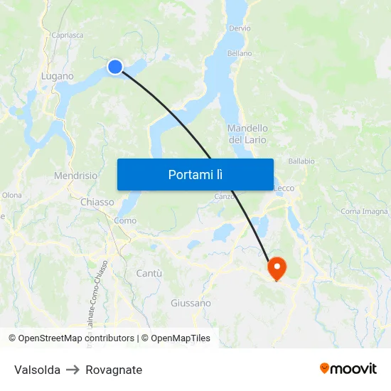 Valsolda to Rovagnate map