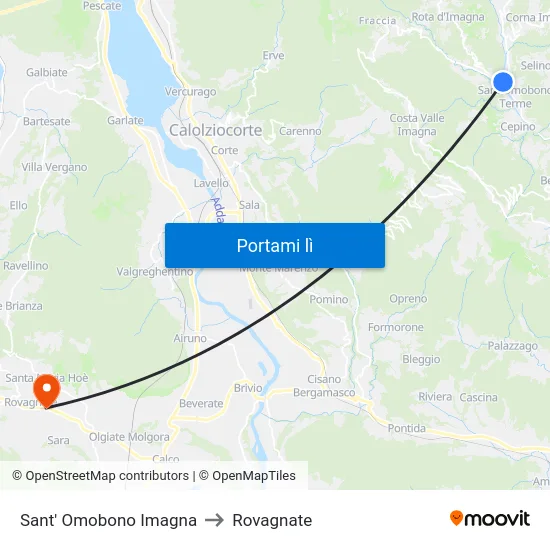 Sant' Omobono Imagna to Rovagnate map