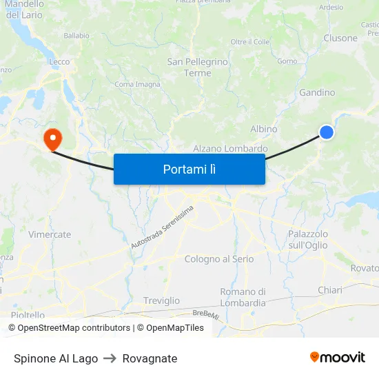 Spinone Al Lago to Rovagnate map