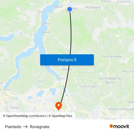 Piantedo to Rovagnate map