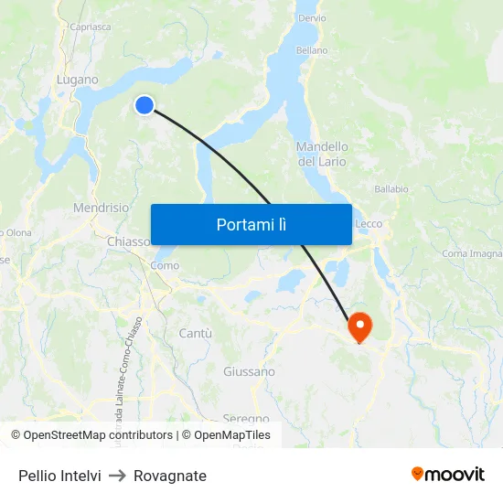 Pellio Intelvi to Rovagnate map