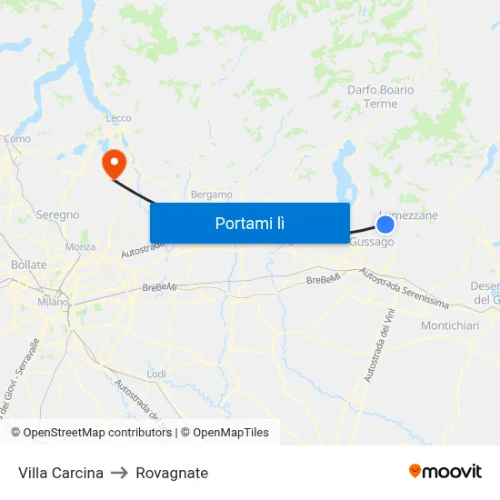 Villa Carcina to Rovagnate map