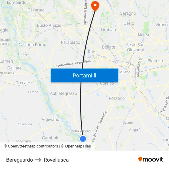 Bereguardo to Rovellasca map