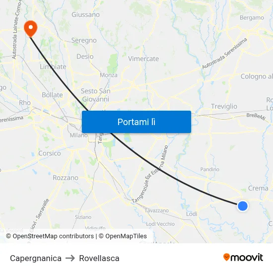 Capergnanica to Rovellasca map