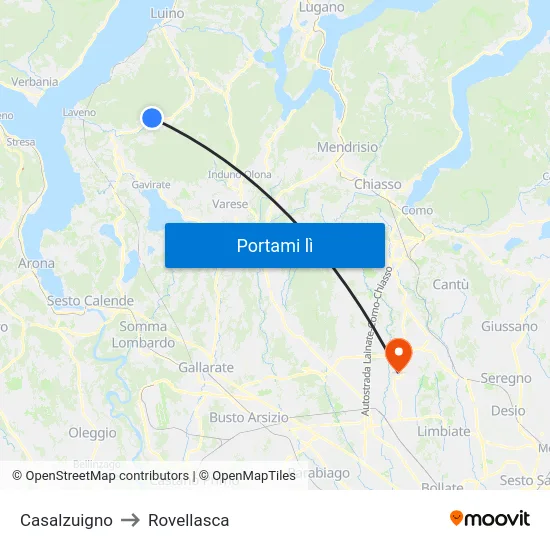 Casalzuigno to Rovellasca map