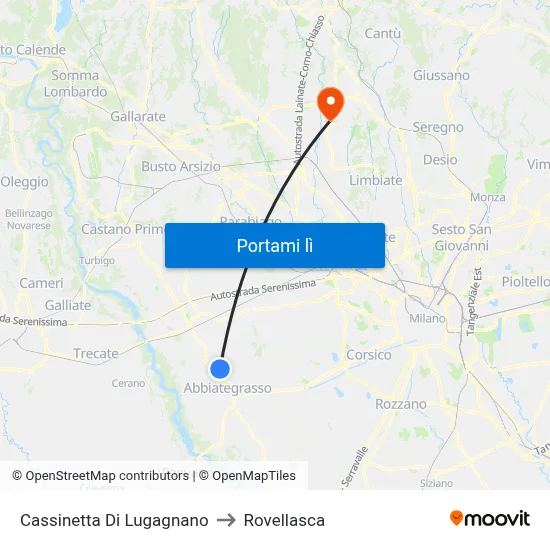 Cassinetta Di Lugagnano to Rovellasca map