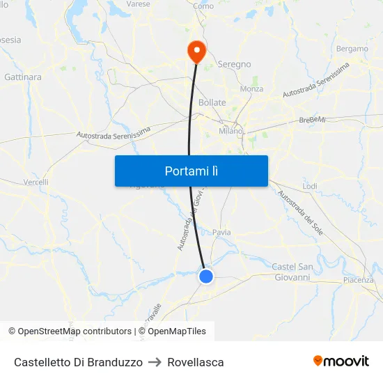 Castelletto Di Branduzzo to Rovellasca map