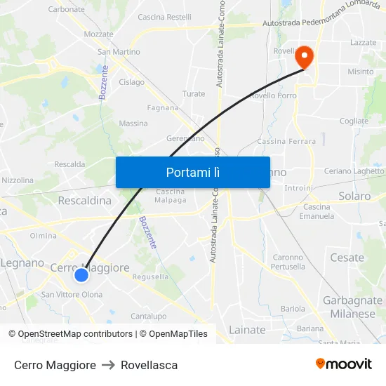 Cerro Maggiore to Rovellasca map