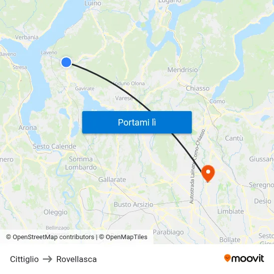 Cittiglio to Rovellasca map
