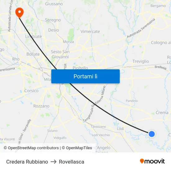 Credera Rubbiano to Rovellasca map
