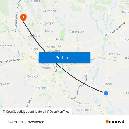 Dovera to Rovellasca map