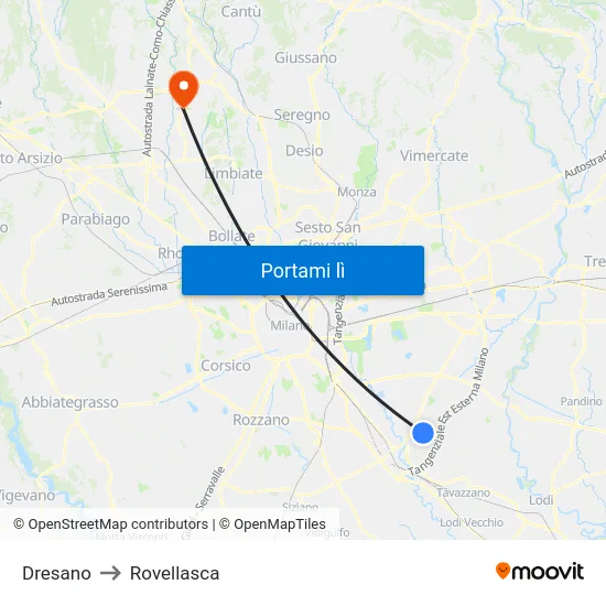 Dresano to Rovellasca map