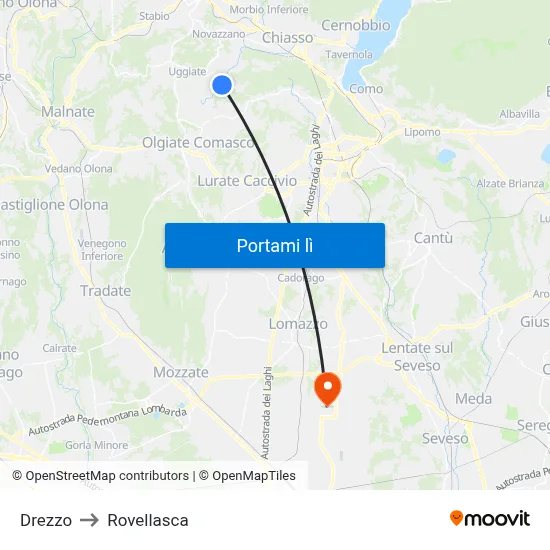 Drezzo to Rovellasca map