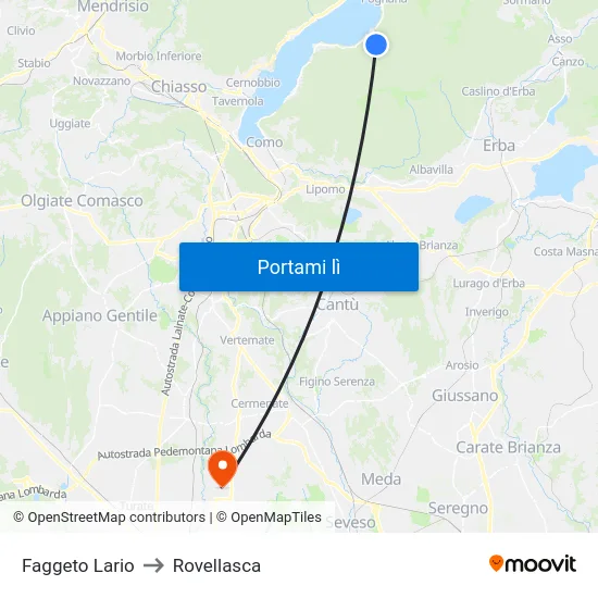 Faggeto Lario to Rovellasca map