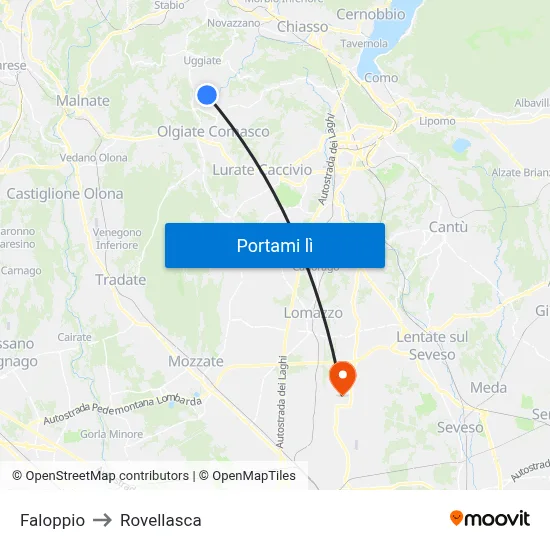 Faloppio to Rovellasca map