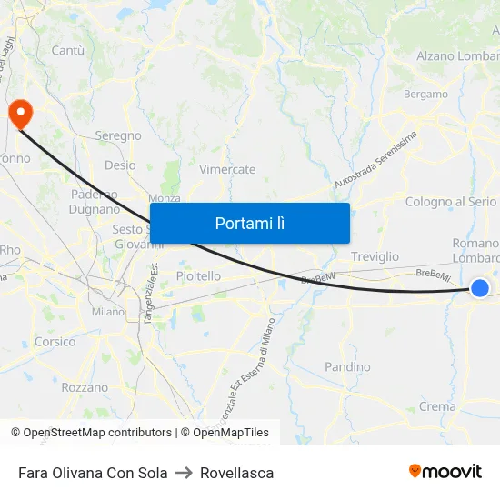 Fara Olivana Con Sola to Rovellasca map