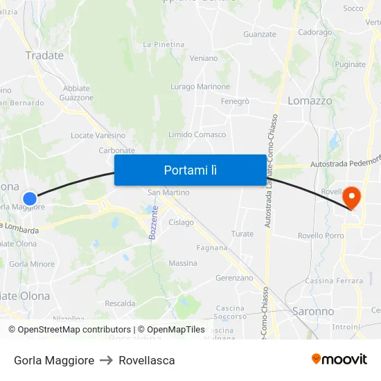 Gorla Maggiore to Rovellasca map