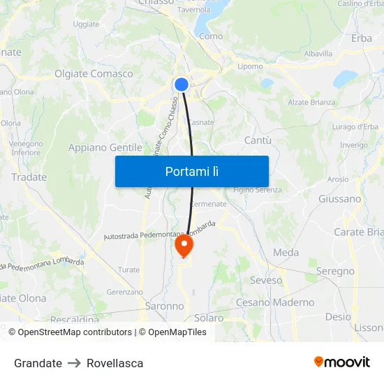 Grandate to Rovellasca map